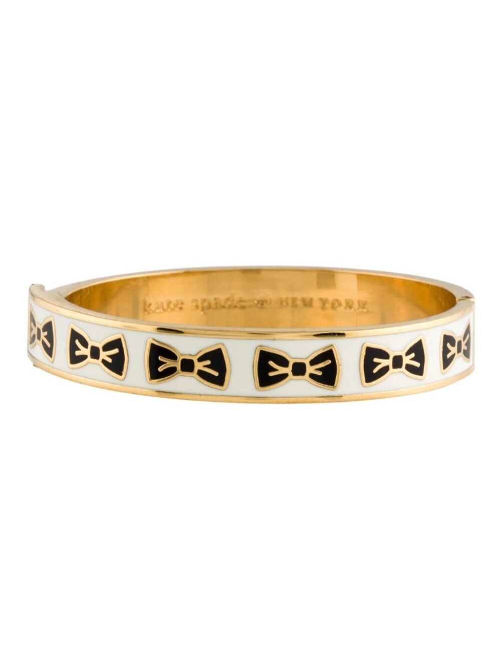Kate Spade Gold & White Bow Tie Bangle Bracelet NWT